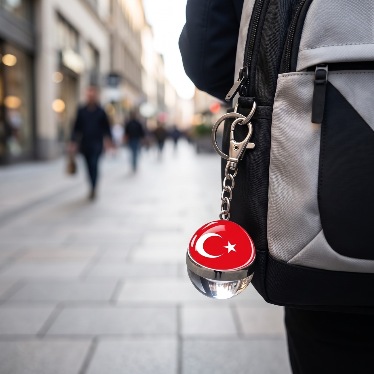 Karanlıkta Parlayan Fosforlu Türk Bayrağı Cam Küre Anahtarlık Ay Yıldız Hediyelik