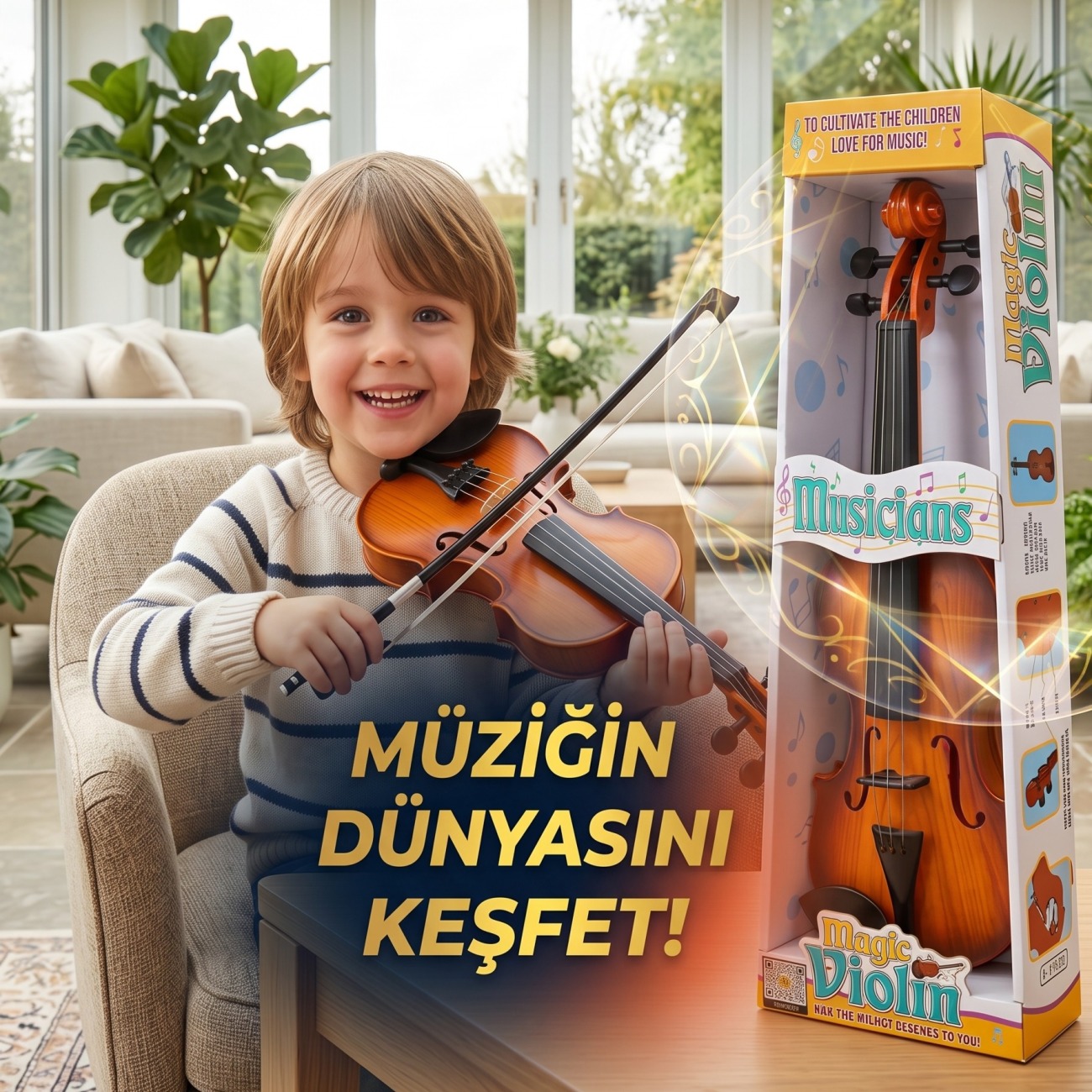 Toycraft Çocuk Ses Kayıt Özellikli Eğitici Oyuncak Keman ve Arşe Seti