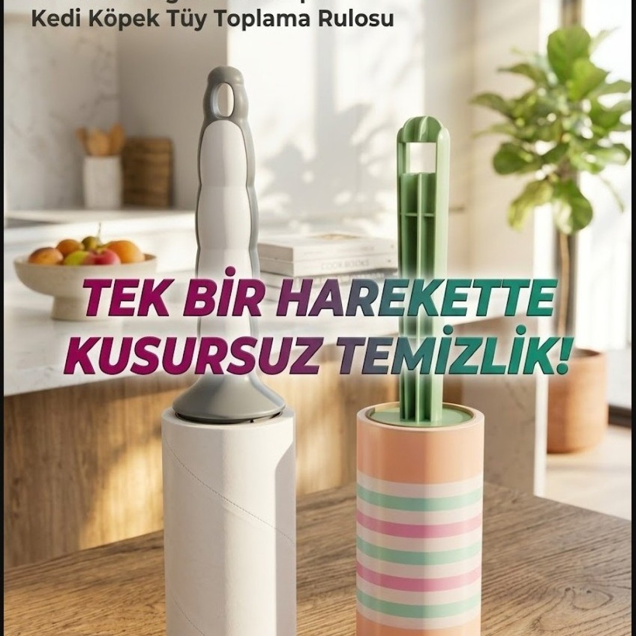Premium Ergonomik Saplı Kedi Köpek Tüy Toplama Rulosu