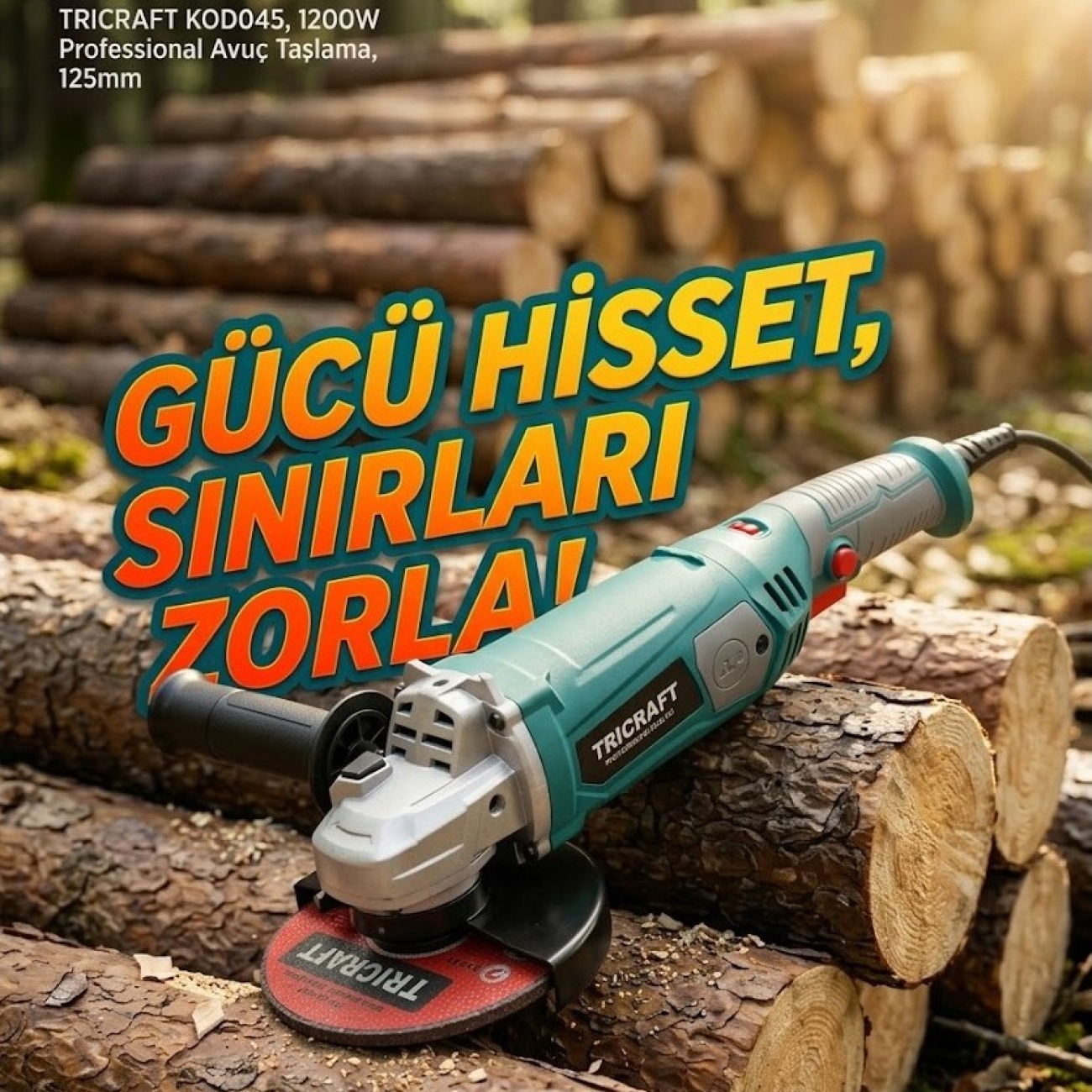 Tricraft KOD045 1200W Profesyonel Avuç Taşlama Makinesi 125mm