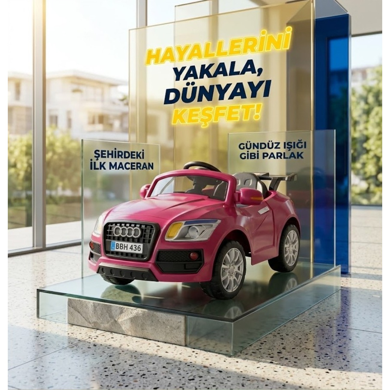 Baby Hope 436 Audi Pembe Akülü Araba 12V