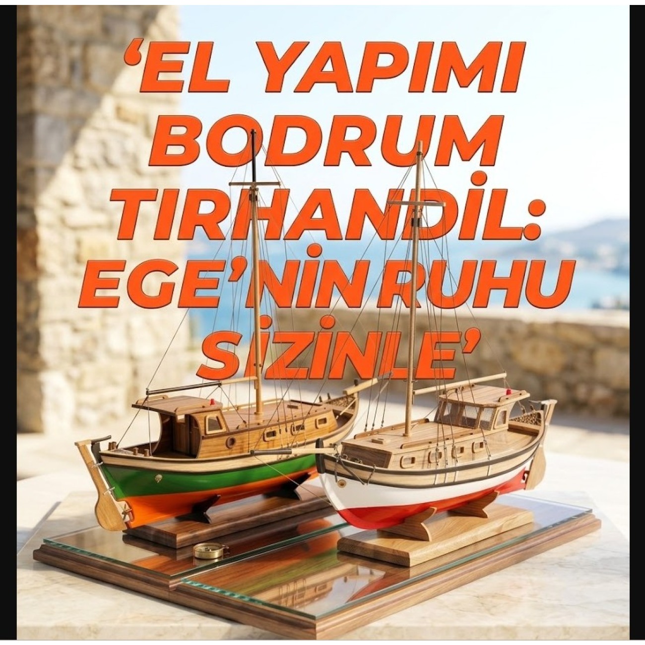 El Yapımı Bodrum Tirhandil Ahşap Gemi Maketi