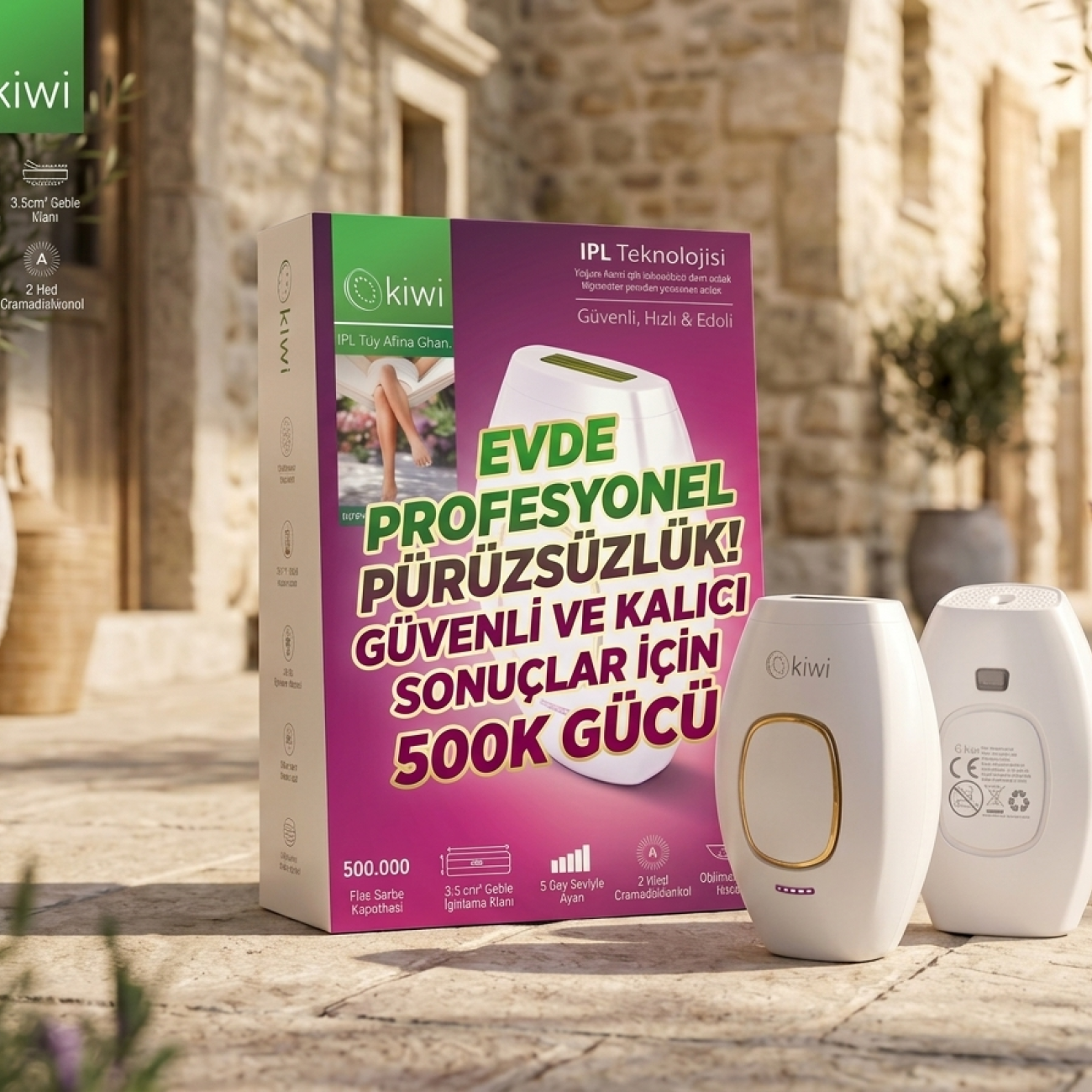 Kiwi KIPL-6835 500.000 Flaş 5 Kademeli IPL Lazer Epilasyon Cihazı