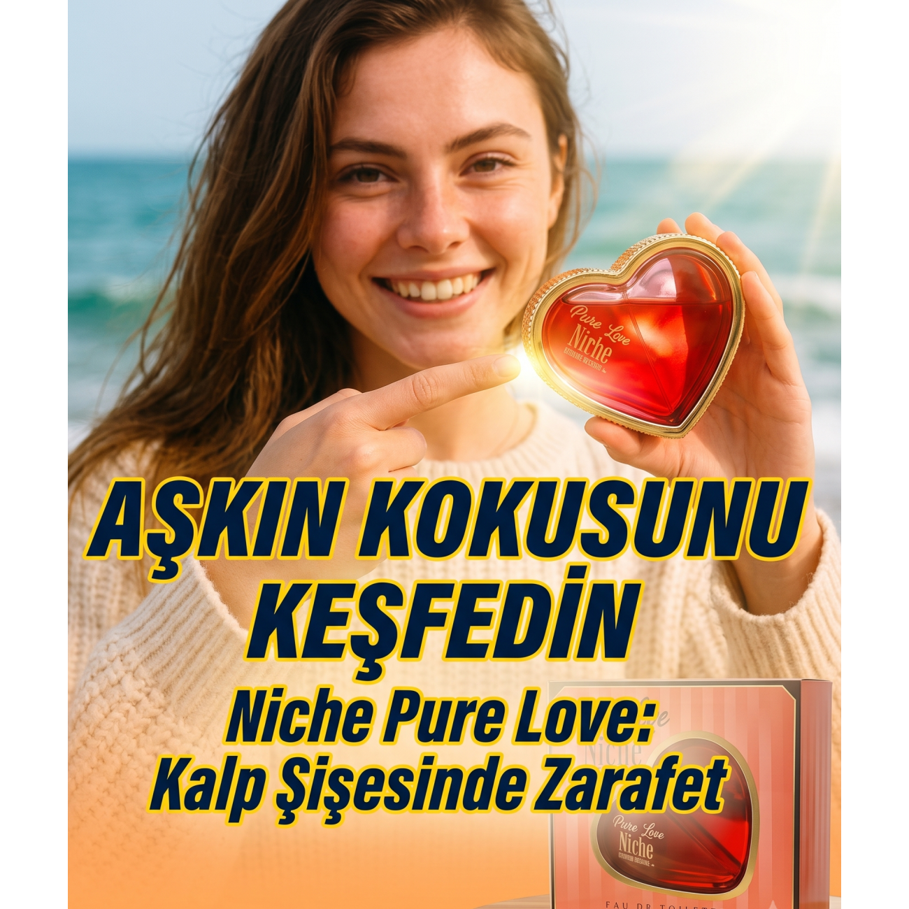 Niche Pure Love Kalp Şişeli Romantik Kadın Parfümü EDT 50 ml