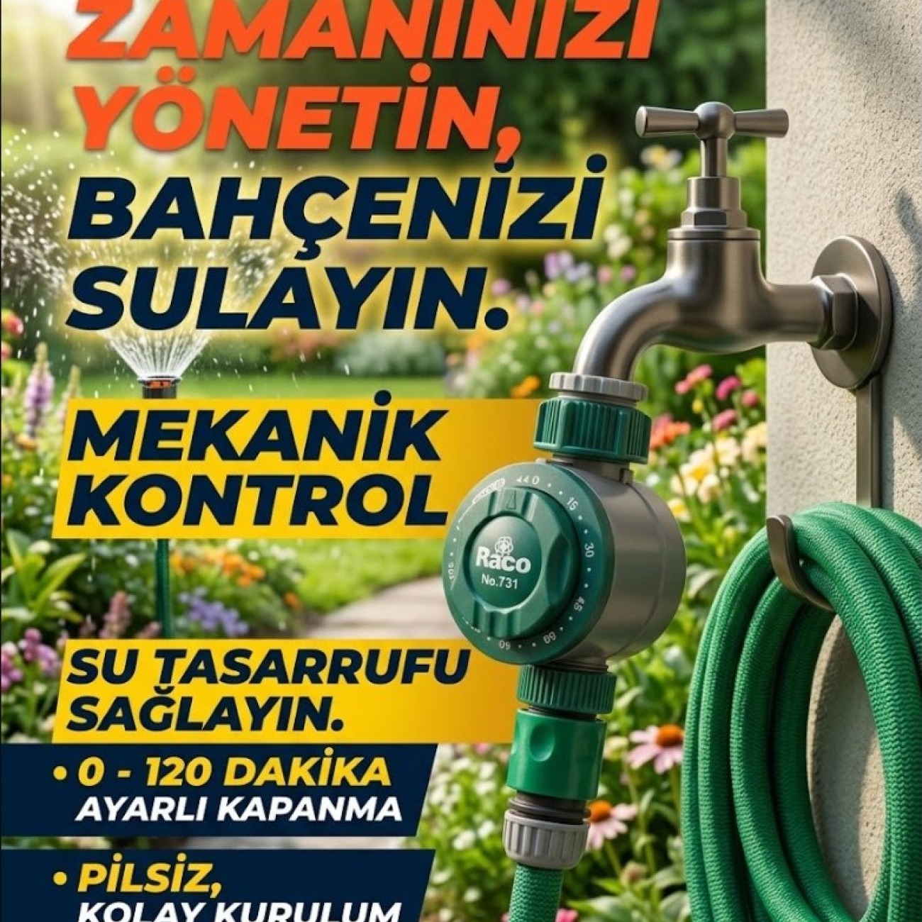 Raco 731 Mekanik Bahçe Sulama Zamanlayıcısı (120 Dk)