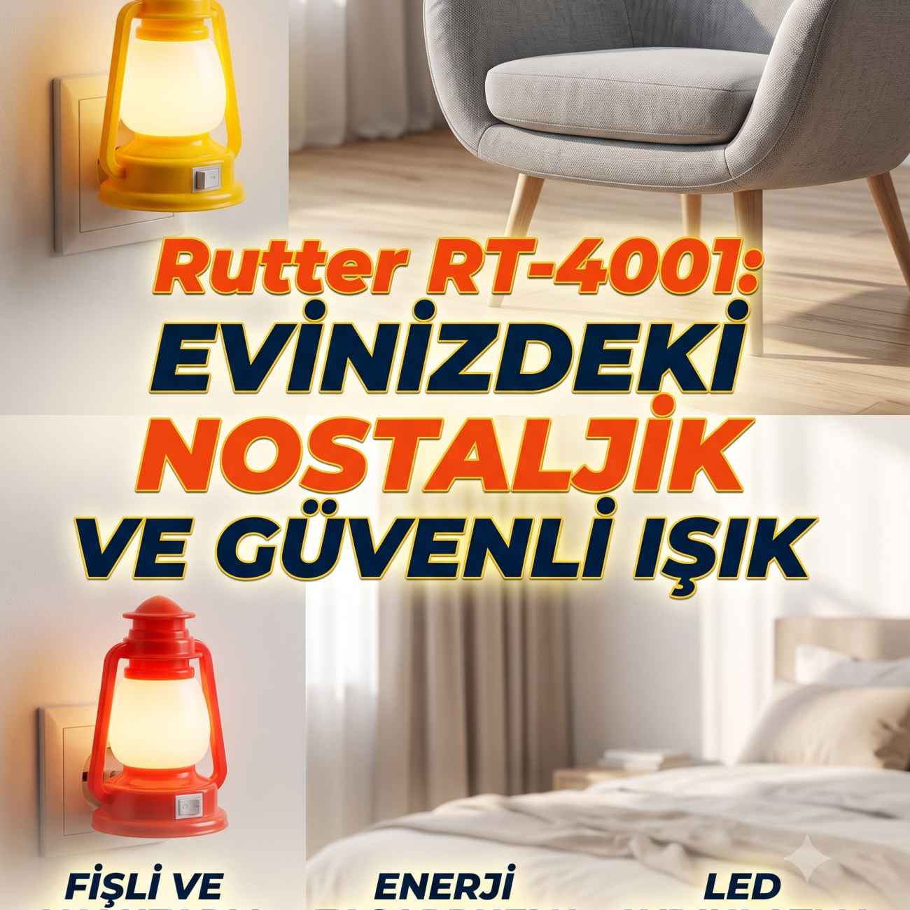 Rutter RT-4001 Nostaljik Fişli LED Gece Lambası
