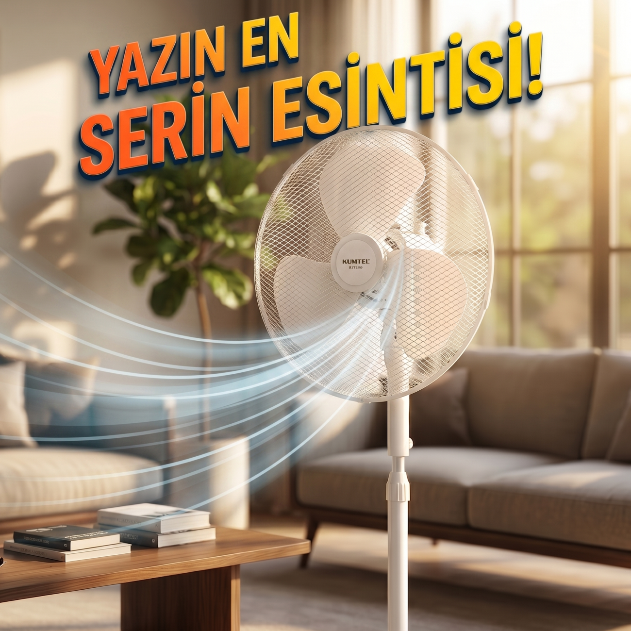 Kumtel KTF-290 Beyaz 16 İnç Ayaklı Vantilatör 40W (3 Kanatlı)