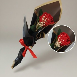 Tek Kırmızı Gül Buketi | Sevgiliye Özel Kalıcı Yapay Çiçek Hediye | Yıl Dönümü, Doğum Günü ve Ev Teklifi